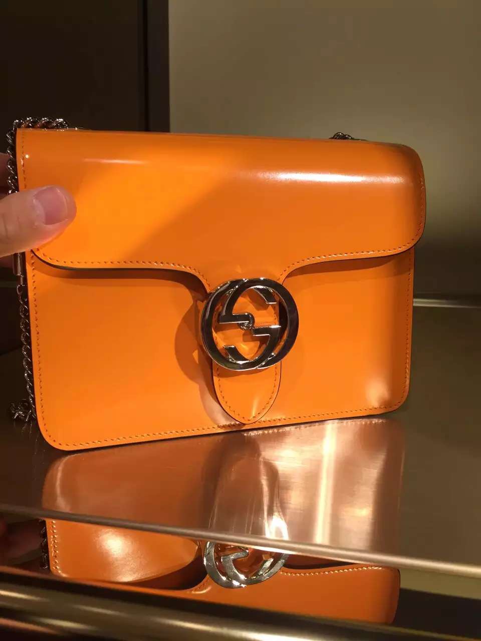 Real Gucci Interlocking Mini Shoulder Bag 387609 Dark Yellow